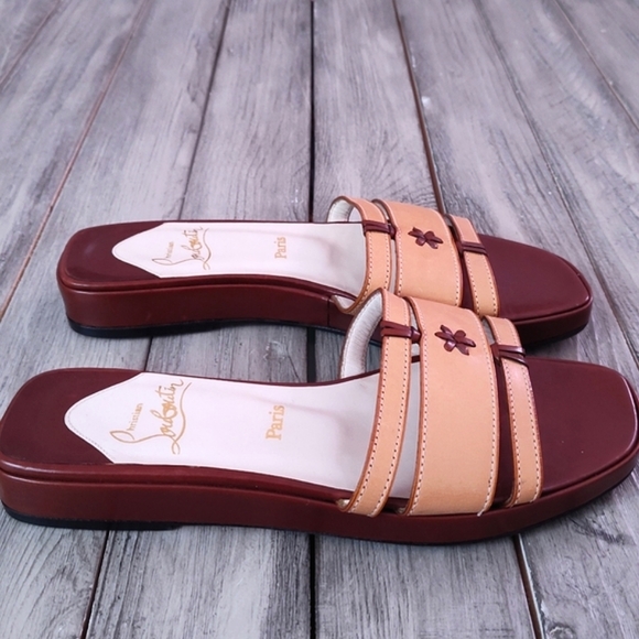 Christian Louboutin Vintage Leather Sandal in Tan/Oak Combo Euro 37 - Picture 6 of 15